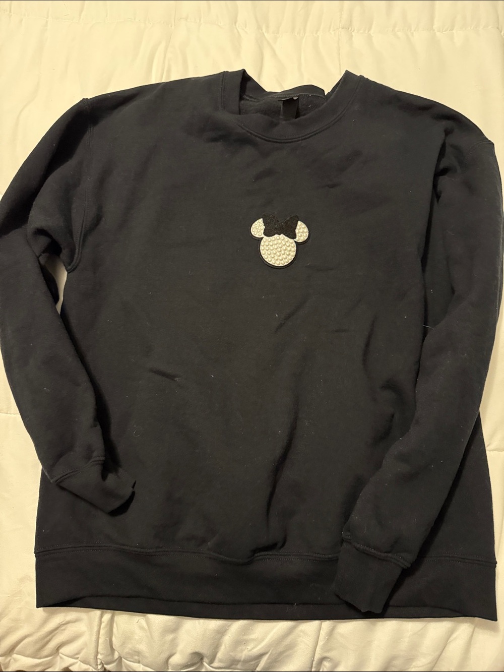 Black Crewneck Sweatshirt with Small Graphic large